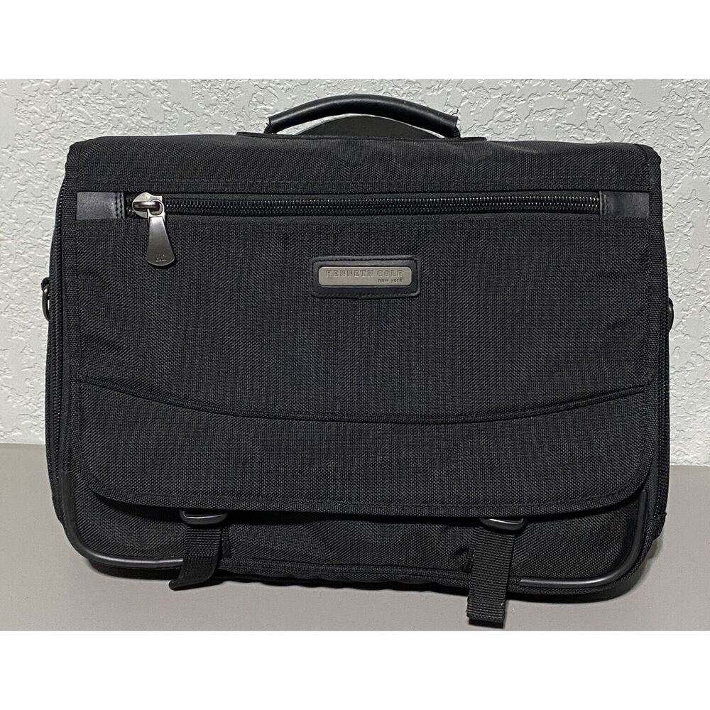 Kenneth Cole New York Briefcase Messenger Laptop Black Soft Padded Carry All